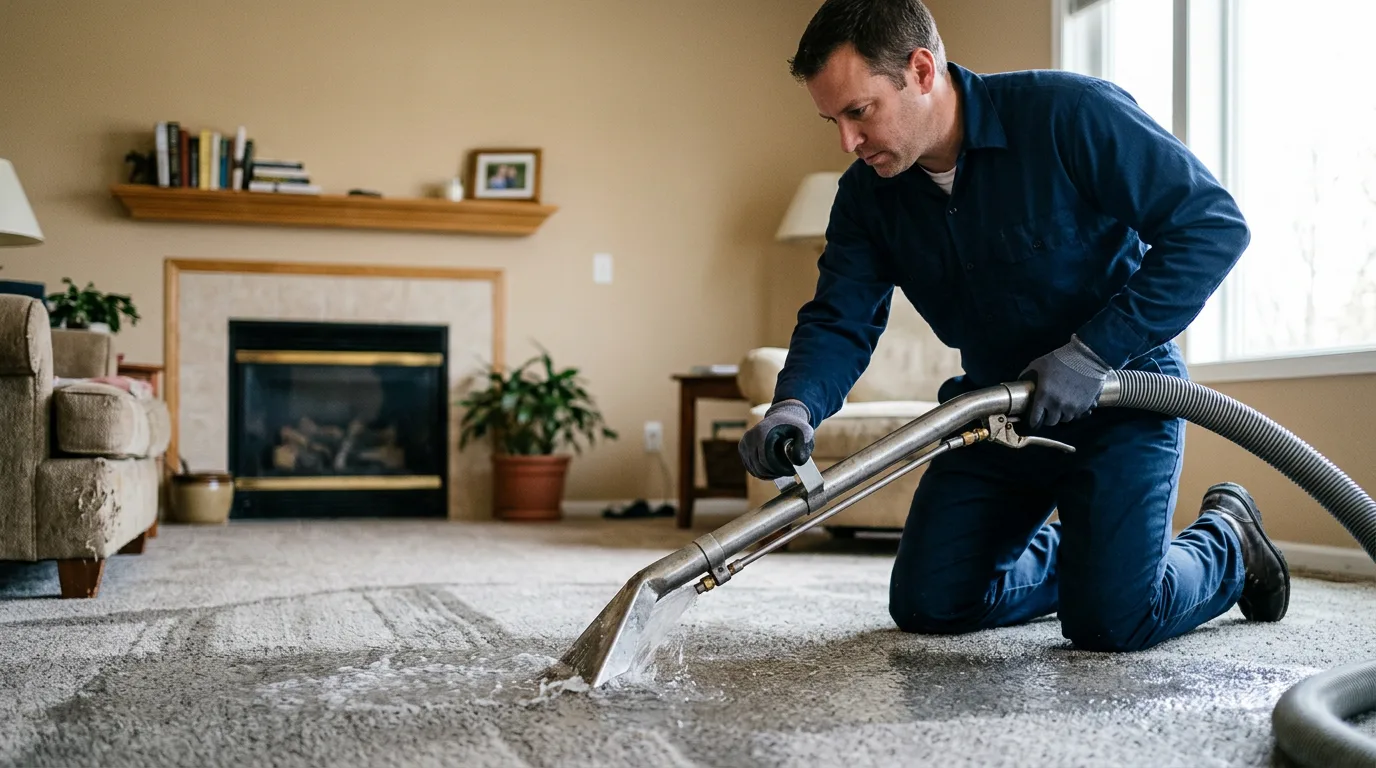 Water damage restoration technician working near Marshallberg, NC